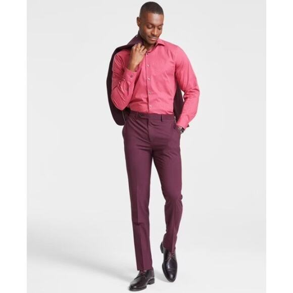 Bar III Men's Red Wool Blend Skinny Fit Classic Suit Dress Pants Size 32x30 - Picture 3 of 5